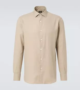 Хлопковая рубашка с кашемиром Zegna, Light taupe