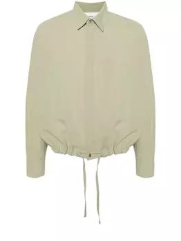 Хлопковая рубашка с классическим воротником AMI Paris, зеленая