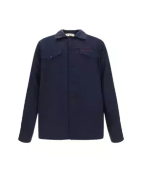 Хлопковая рубашка с классическим воротником Marni, синий