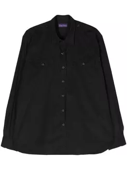 Хлопковая рубашка с классическим воротником Ralph Lauren Purple Label, черный