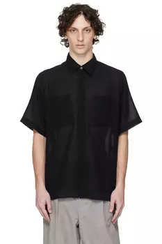 Хлопковая рубашка с коротким рукавом Ami Paris, синий