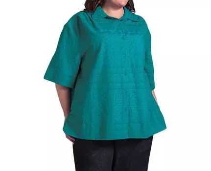 Хлопковая рубашка с коротким рукавом «Пион» — плюс в морском цвете On The Plus Side