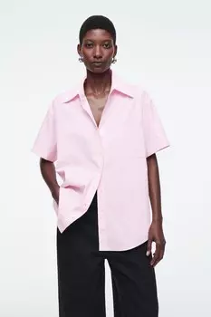 Хлопковая рубашка с коротким рукавом – relaxed fit COS, светло-розовый