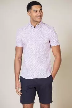 Хлопковая рубашка с коротким рукавом с рисунком French Connection, розовый