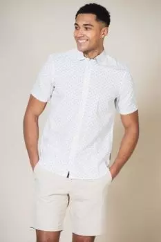 Хлопковая рубашка с коротким рукавом с рисунком French Connection, белый