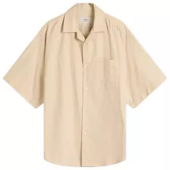 Хлопковая рубашка с коротким рукавом в стиле бокс Ami Paris, цвет gingembre