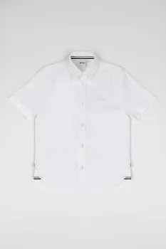 Хлопковая рубашка с короткими рукавами Boss Kidswear, белый