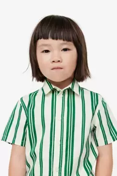 Хлопковая рубашка с короткими рукавами H&M, зеленый