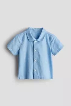 Хлопковая рубашка с короткими рукавами H&M, синий