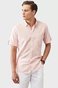 Хлопковая рубашка с короткими рукавами и карманом Ac&Co, розовый