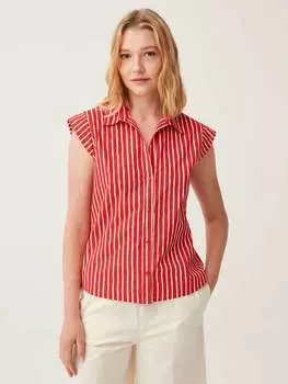 Хлопковая рубашка с короткими рукавами Ovs, цвет white/red