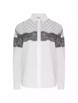 Хлопковая рубашка с кружевом RED Valentino, белый