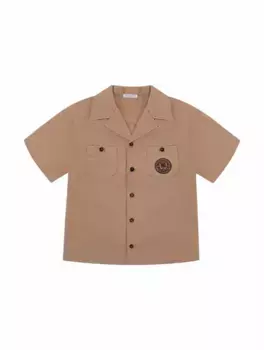 Хлопковая рубашка с логотипом Dolce&Gabbana, бежевый