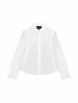 Хлопковая рубашка с логотипом EMPORIO ARMANI, белый