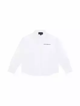 Хлопковая рубашка с логотипом EMPORIO ARMANI, белый