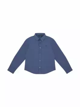 Хлопковая рубашка с логотипом EMPORIO ARMANI, тёмно-синий
