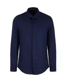 Хлопковая рубашка с логотипом и длинными рукавами Armani Exchange, синий