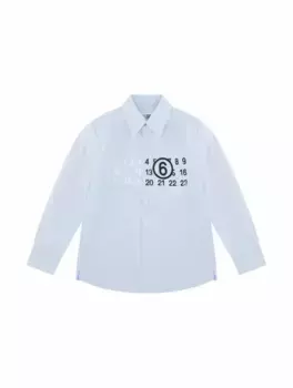 Хлопковая рубашка с логотипом MM6 MAISON MARGIELA, синий