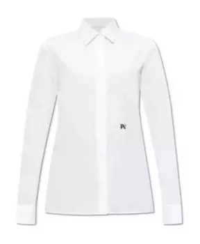 Хлопковая рубашка с логотипом Palm Angels, белый