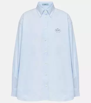 Хлопковая рубашка с логотипом Prada, Cielo