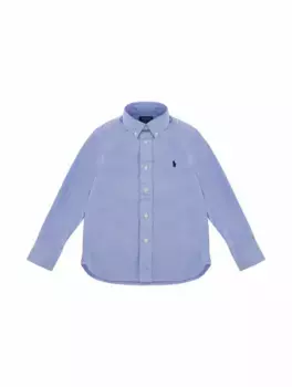Хлопковая рубашка с логотипом Ralph Lauren, синий