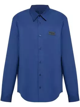 Хлопковая рубашка с логотипом Versace Jeans Couture, синий
