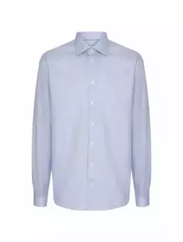 Хлопковая рубашка с микропринтом Eton, синий