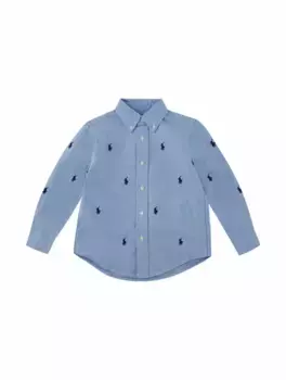 Хлопковая рубашка с монограммой Ralph Lauren, синий