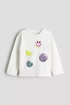 Хлопковая рубашка с мотивом H&M, белый