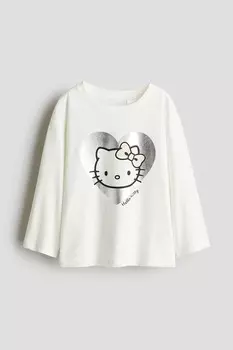 Хлопковая рубашка с мотивом H&M, белый