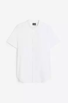 Хлопковая рубашка с мускулистым кроем H&M, белый