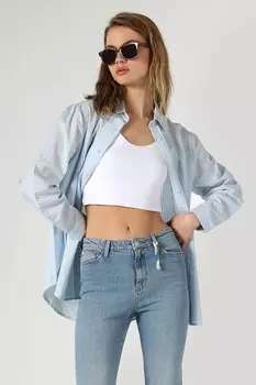 Хлопковая рубашка с надписью Colin'S, синий