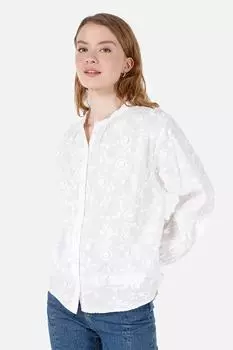 Хлопковая рубашка с небольшим овальным воротником Colin'S, белый