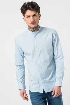 Хлопковая рубашка с низким воротником Jack & Jones, синий