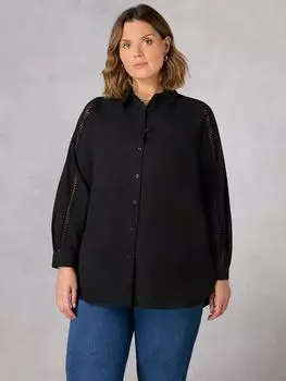 Хлопковая рубашка с отделкой крючком Live Unlimited Curve, черная