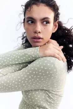 Хлопковая рубашка с отделкой пико H&M, мультиколор