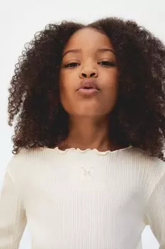 Хлопковая рубашка с оверлоком H&M, бежевый