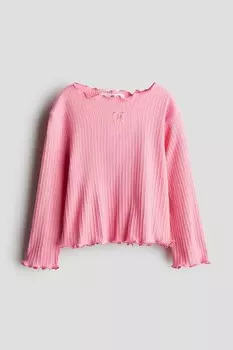 Хлопковая рубашка с оверлоком H&M, розовый