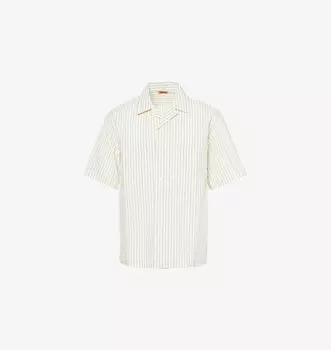 Хлопковая рубашка с полосатым узором и воротником Camp-Collar Barena Venezia, цвет avorio