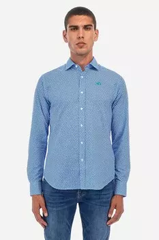 Хлопковая рубашка с принтом La Martina, синий