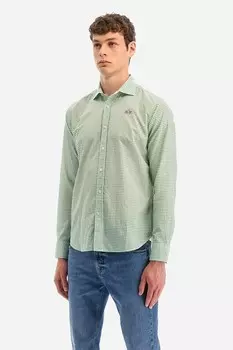 Хлопковая рубашка с принтом La Martina, зеленый