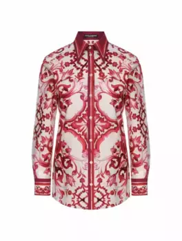 Хлопковая рубашка с принтом Majolica Dolce&Gabbana, мультиколор