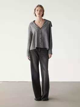 Хлопковая рубашка с принтом Massimo Dutti, серый