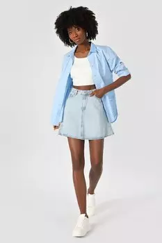 Хлопковая рубашка с принтом на спине Colin'S, синий