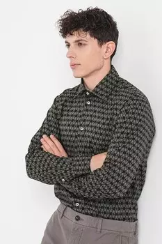 Хлопковая рубашка с принтом United Colors of Benetton, зеленый, черный