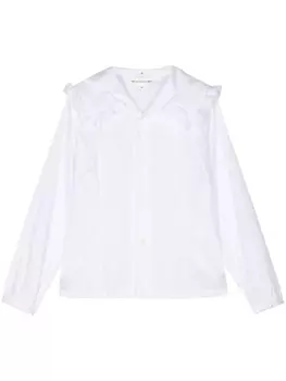 Хлопковая рубашка с рюшами Comme Des Garons Girl, белый