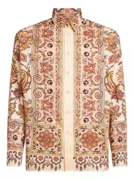 Хлопковая рубашка с узором пейсли ETRO, нейтральный