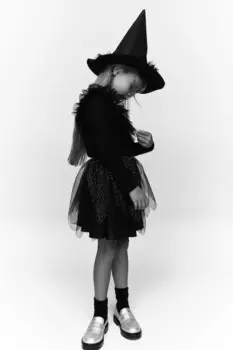 Хлопковая рубашка с воланом H&M, черный