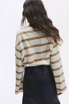 Хлопковая рубашка с вырезом-лодочкой H&M, мультиколор
