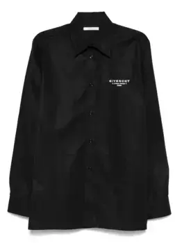 Хлопковая рубашка с вышитым логотипом Givenchy, черный